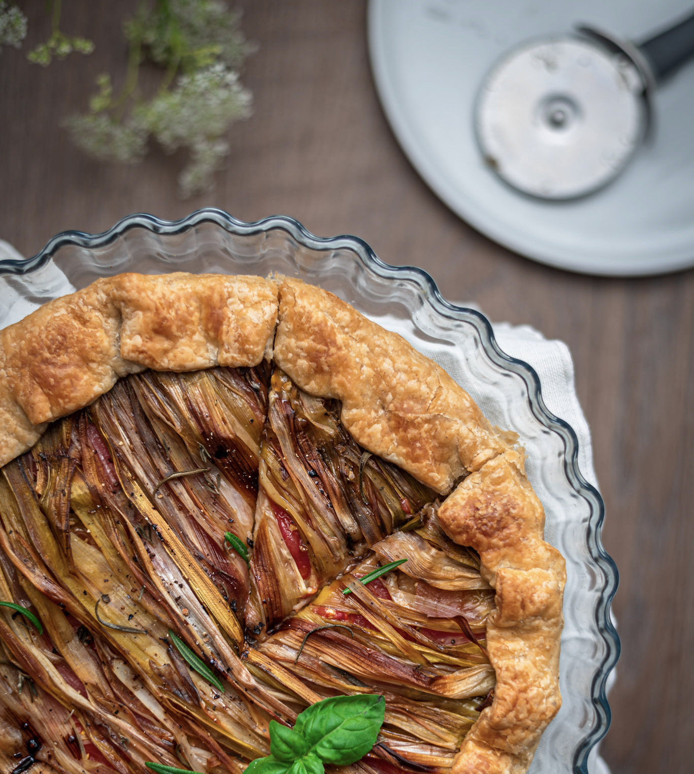 Tomato Leek Pie sliced, to be served