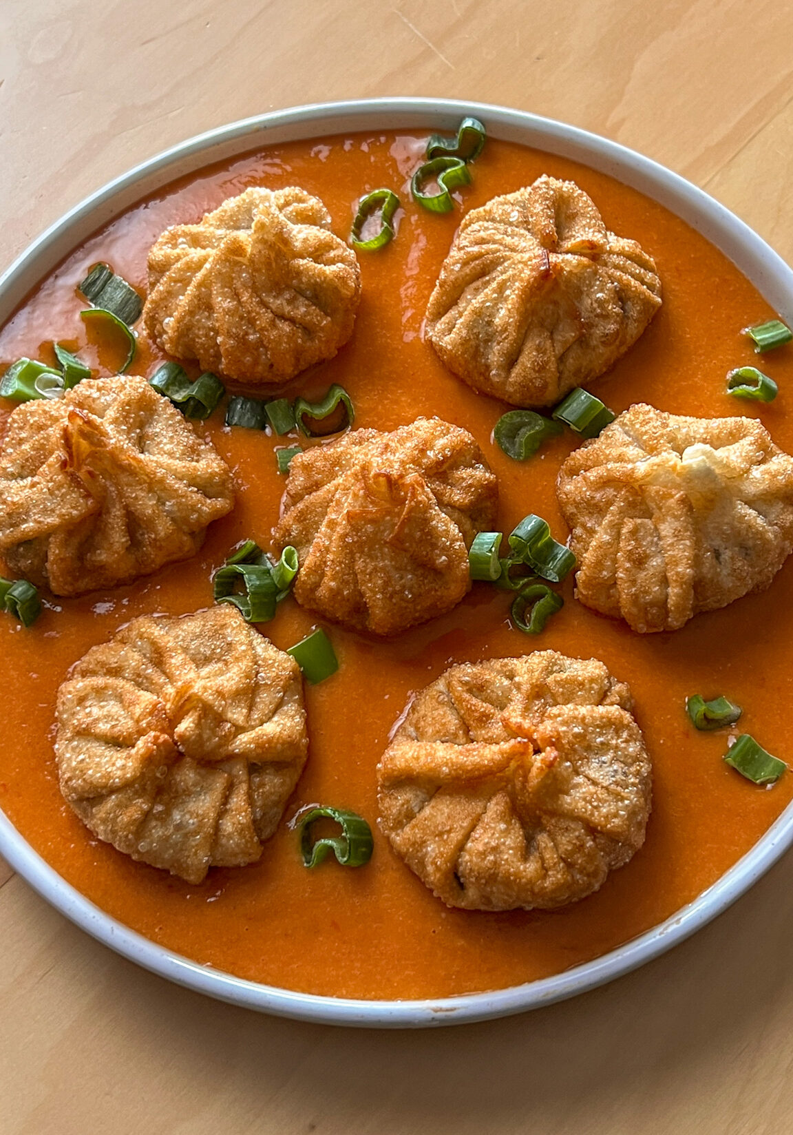 Fried Vegetable MoMos with Spicy Red Chutney - BeExtraVegant