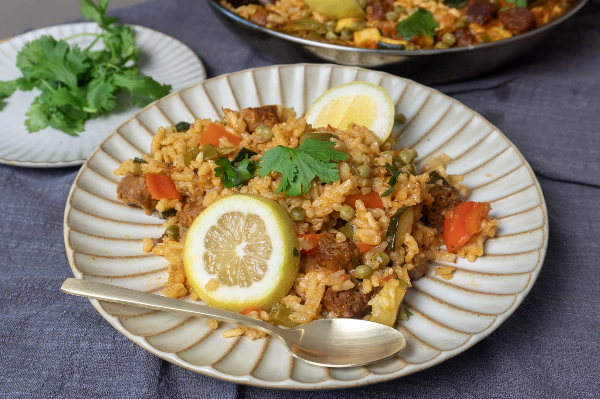 plated vegan paella