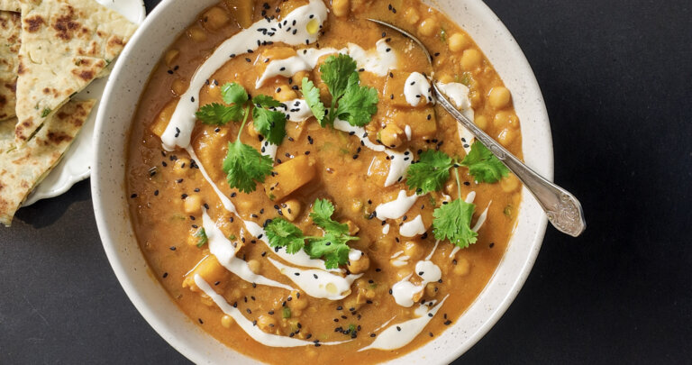 Butternut squash chickpea curry, top view
