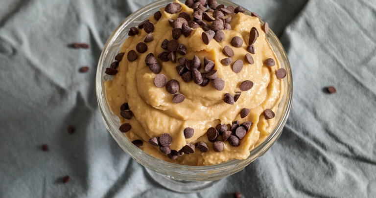 Chickpea Cookie Dough ice cream in a bowl